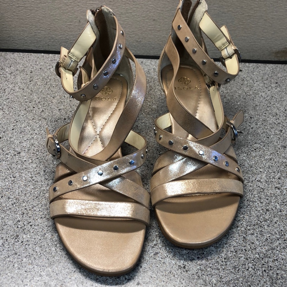 Isola Tan Leather Sandal Wedges